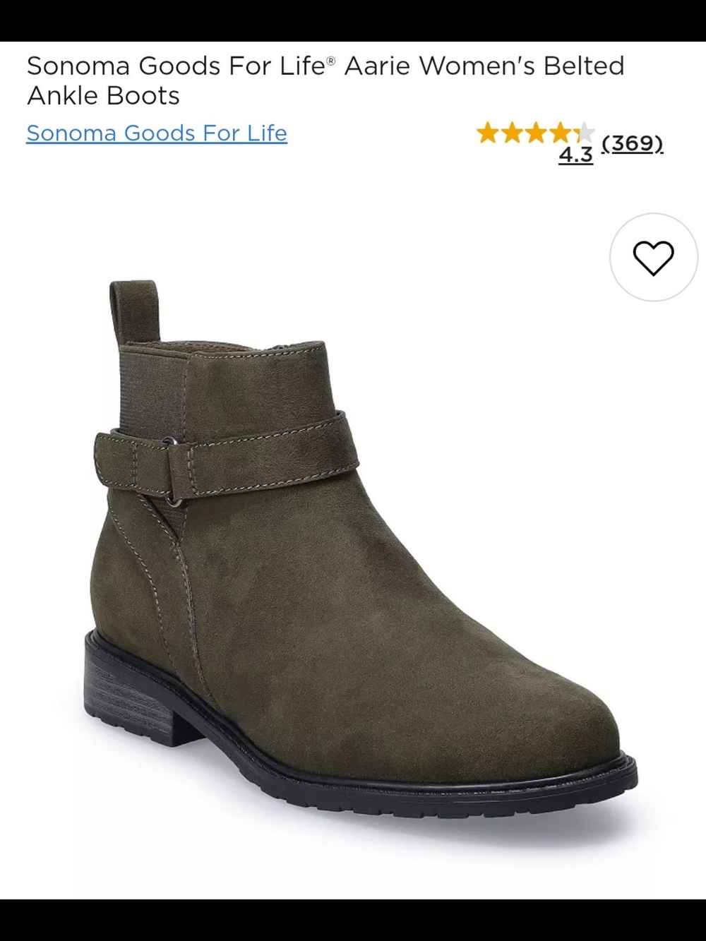 Sonoma Olive Suede Belted Ankle Boots